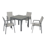 Set pranzo da giardino Vario con tavolo allungabile chiuso e quattro sedie coordinate antracite