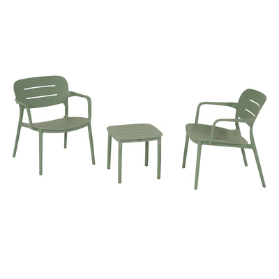 Set da esterno terry verde salvia con due sedie coordinate e tavolino quadrato