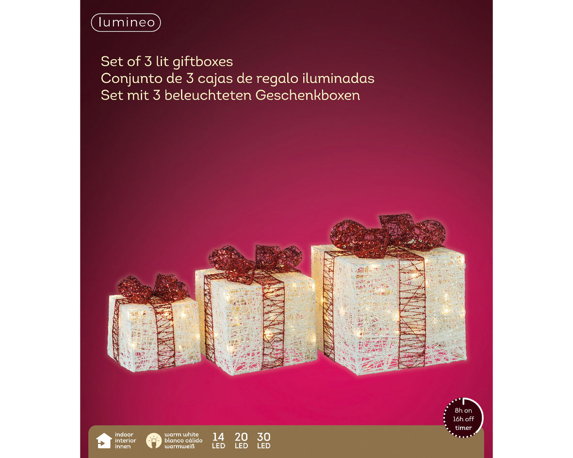 Set 3 pacchi regalo luminosi da interno