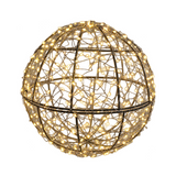 Sfera luminosa con struttura metallica e numerosi micro LED a luce calda