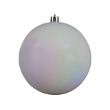 Sfera natalizia in plastica con diametro di 14 cm colore bianco iridescente.