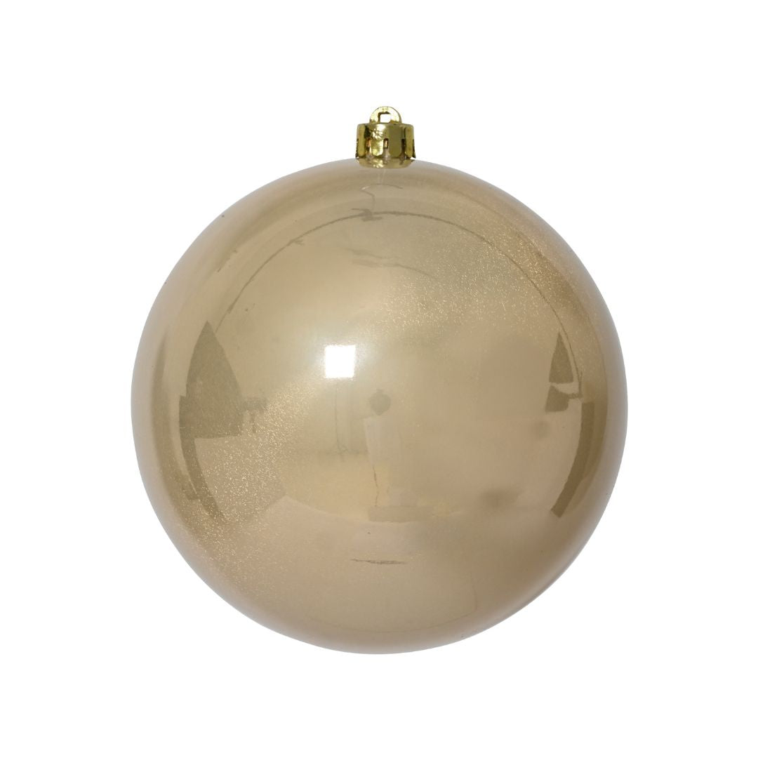 Sfera natalizia in plastica con diametro di 14 cm colore perla.