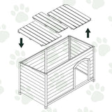 Disegno della rimozione del pavimento della cuccia per cani in legno da esterno.