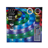 Confezione di striscia LED RGB e bianco caldo adesiva da 5 metri con 450 LED e telecomando. 