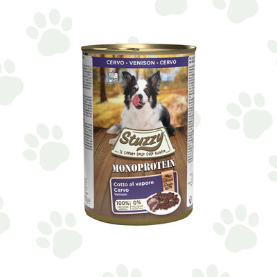 Lattina di cubo umido per cani da 400 gr Stuzzy monoproteico cervo.