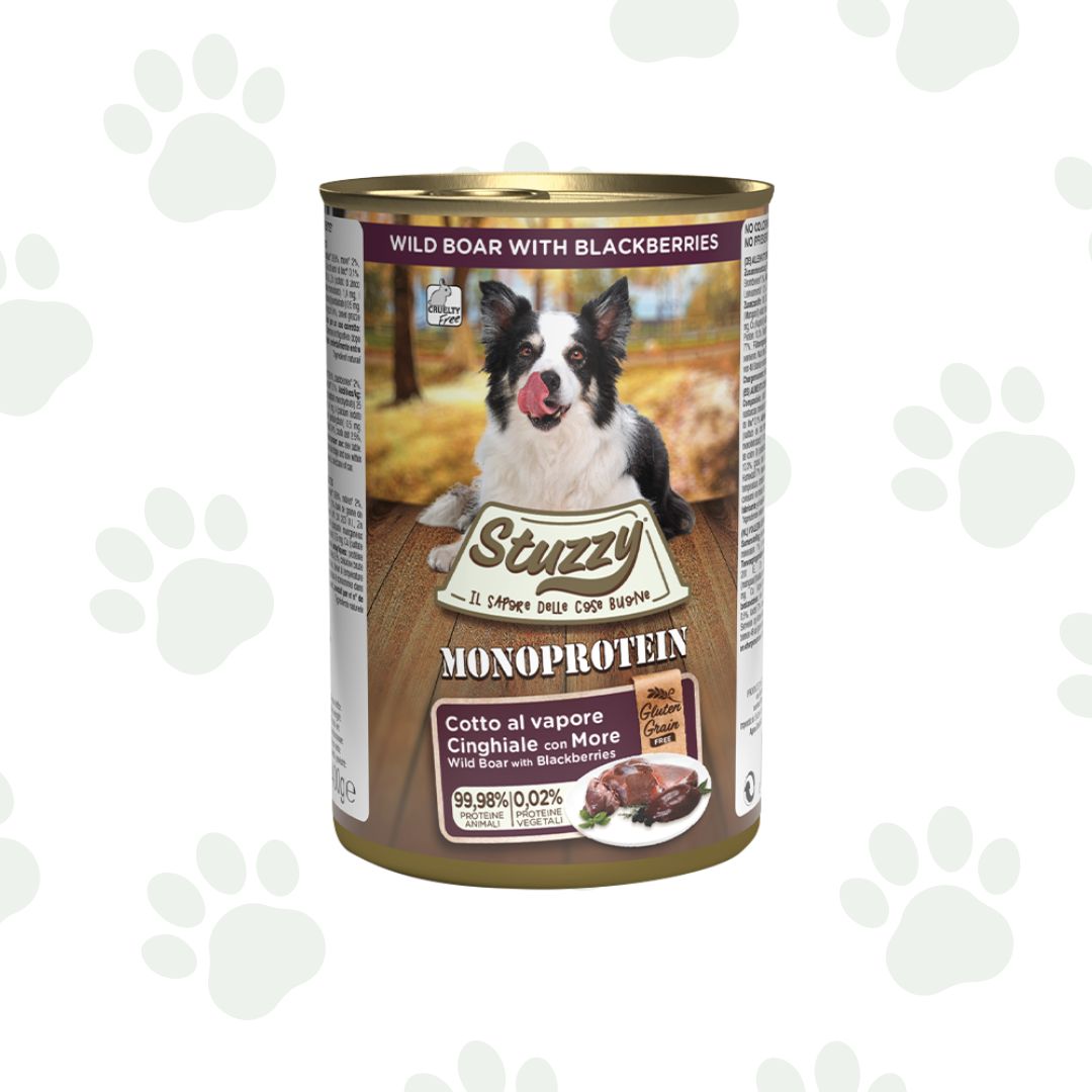 Lattina di cubo umido per cani da 400 gr Stuzzy monoproteico cinghiale.