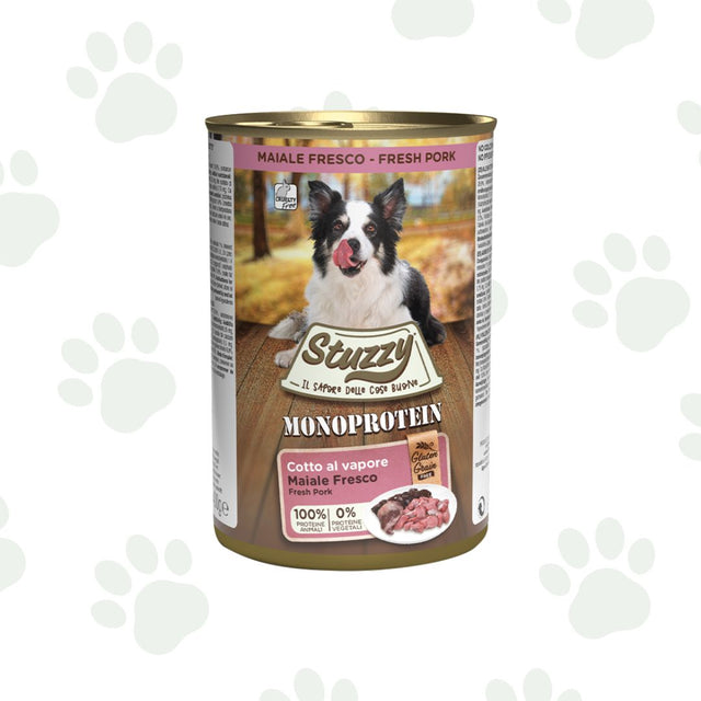 Lattina di cubo umido per cani da 400 gr Stuzzy monoproteico maiale.