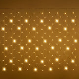 Tenda luminosa bianco caldo con effetto flash e fili di 1,5 m su sfondo dorato.