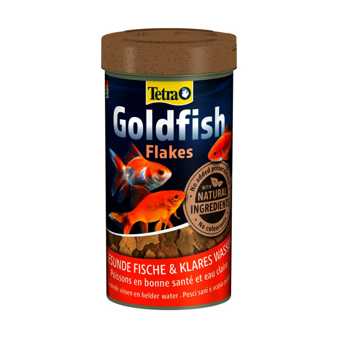 Confezione di mangime Tetra Goldfish per pesci rossi in fiocchi.
