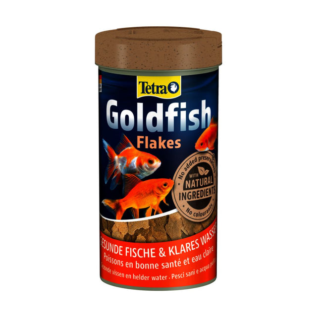 Confezione di mangime Tetra Goldfish per pesci rossi in fiocchi.