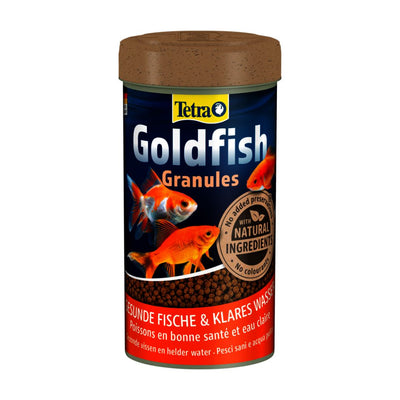 Confezione di mangime Tetra Goldfish per pesci rossi in granuli.