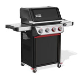 Barbecue a gas Weber Spirit EP-425 visto di tre quarti destro con ripiani laterali aperti.