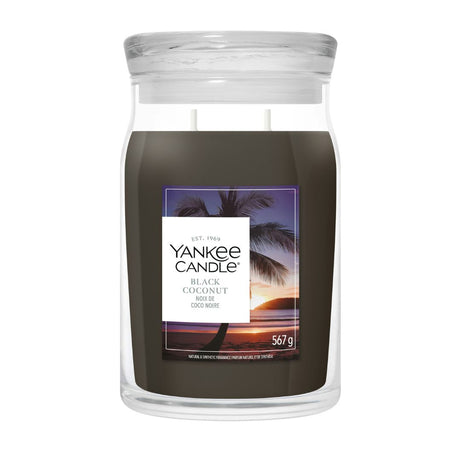 Candela Yankee Candle Black Coconut grande in giara di vetro.