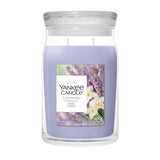 Candela Yankee Candle Lavender Vanilla grande in giara di vetro.