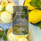 Scheda note della fragranza Lemon Gelato con limone ghiacciato, gelato e vaniglia.