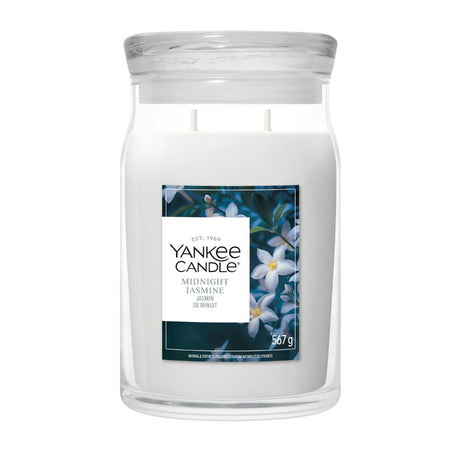 Candela Yankee Candle Midnight Jasmine grande in giara di vetro.