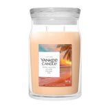 Candela Yankee Candle Pink Sands Glow grande in giara di vetro.