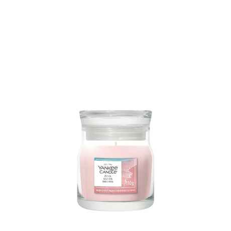 Candela Yankee Candle Pink Sands piccola in giara di vetro.
