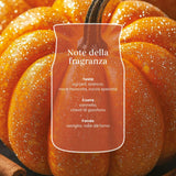 Scheda note della fragranza Spiced Pumpkin con agrumi, zucca speziata, cannella, chiodi di garofano e vaniglia.
