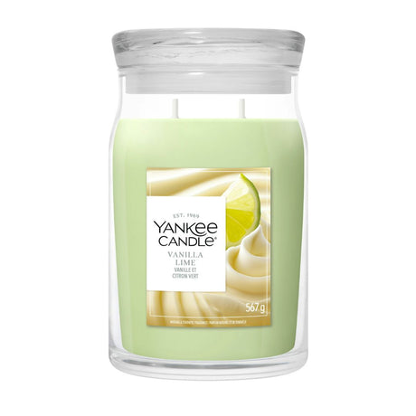 Candela Yankee Candle Vanilla Lime grande in giara di vetro.