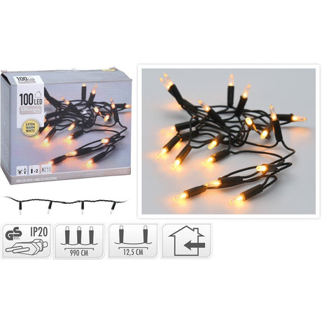 100 Miniled EXTRA 10 Mt USO INTERNO Luci Albero di Natale KOOPMAN