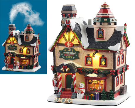Christmas Supply Loft 15741 - Casetta Lemax illuminata con effetto fumo che esce dal camino.