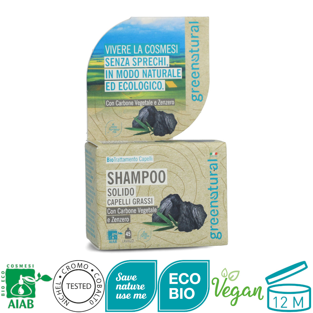 Shampoo Carbone Vegetale Zenzero - Shampoo solido capelli grassi