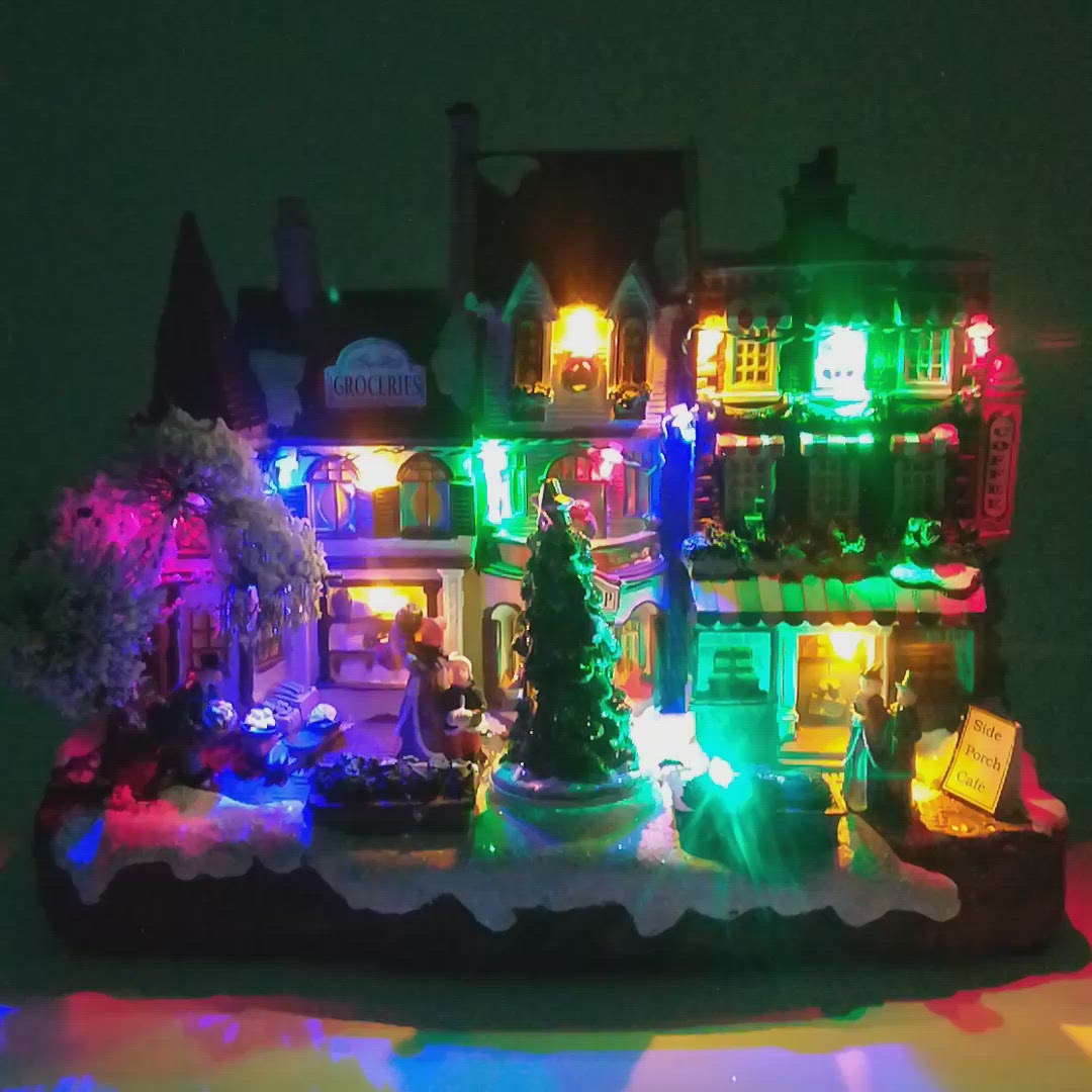 Paesello natalizio innevato - Villaggio di Natale con luci e suoni