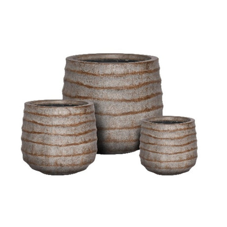 Onda Fossil Wood - Vaso in cemento di design