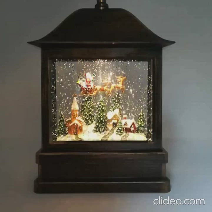Lanterna con Glitter in movimento e LED con Slitta di Babbo Natale