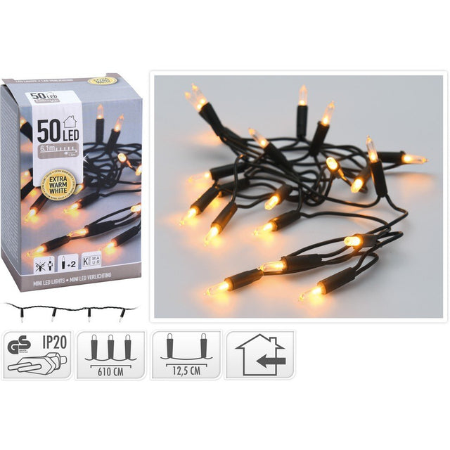 50 Miniled EXTRA 6 Mt USO INTERNO Luci Albero di Natale KOOPMAN