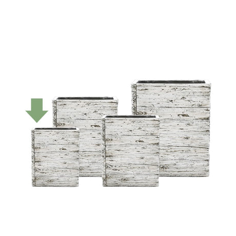 Vaso con Effetto Legno Bianco - Vaso alto quadrato da esterno