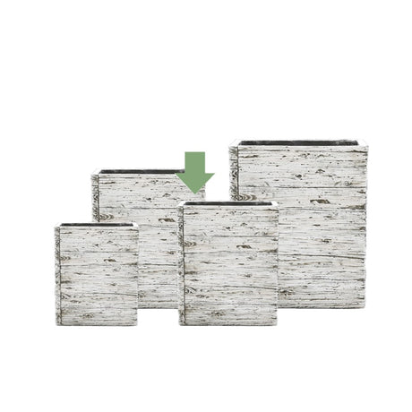 Vaso con Effetto Legno Bianco - Vaso alto quadrato da esterno