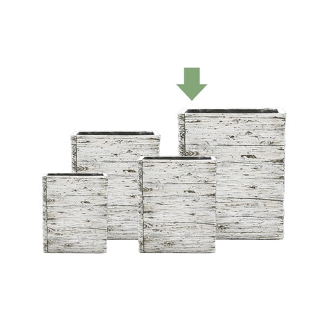 Vaso con Effetto Legno Bianco - Vaso alto quadrato da esterno