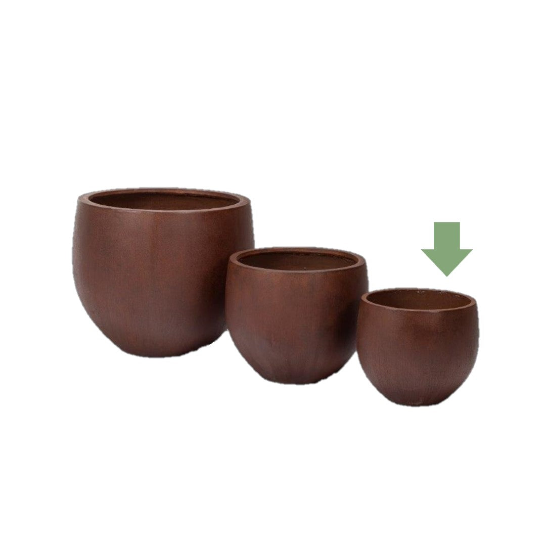 Vaso a Sfera color Ruggine - Fioriera tonda grande