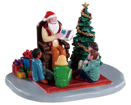 Storybook Santa 93435 - Scena natalizia con Babbo Natale che legge le fiabe ai bambini.