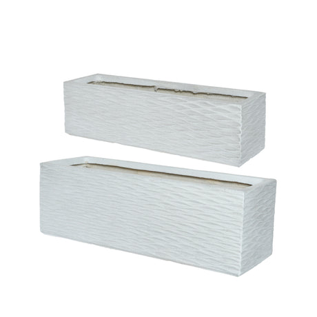 fioriera rettangolare Cody bianca decorata con rombi in rilievo