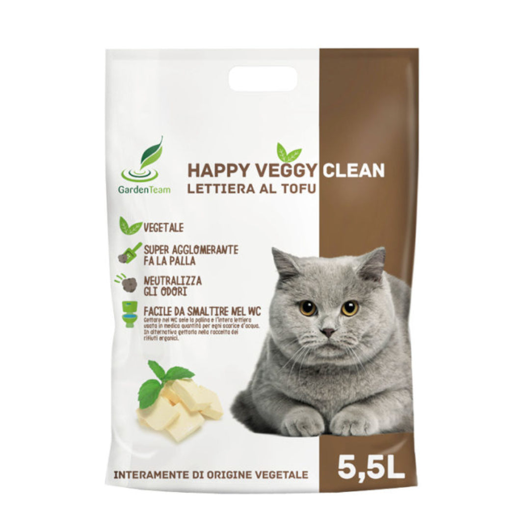 Happy Veggy Clean 5,5 L - Lettiera per gatti al tofu
