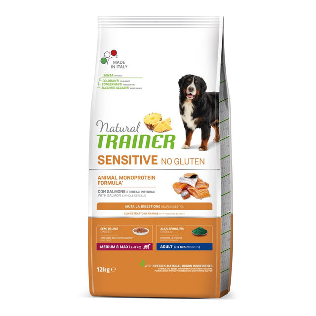 ADULT SENZA GLUTINE SALMONE 12 KG Cibo per Cani NATURAL TRAINER