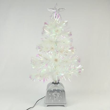 Albero Bianco a Fibre Ottiche e Strobo H60cm Decorazioni Luminose BIA Home & Garden