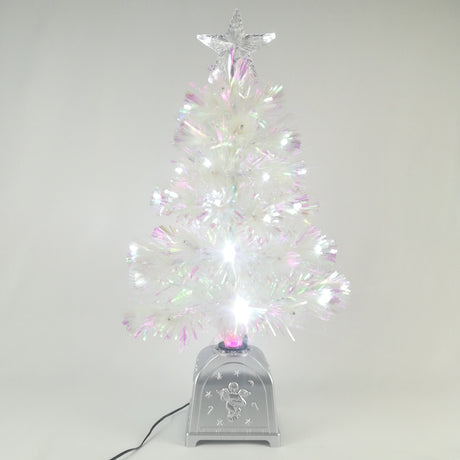 Albero Bianco a Fibre Ottiche e Strobo H60cm Decorazioni Luminose BIA Home & Garden