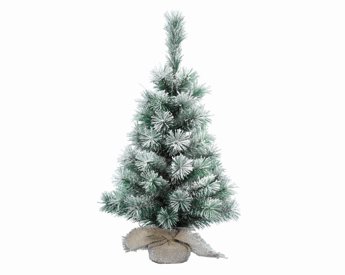 Albero di Natale Innevato con Base in Sacco Juta modello Vancouver Alberi di natale da tavolo Garden Team