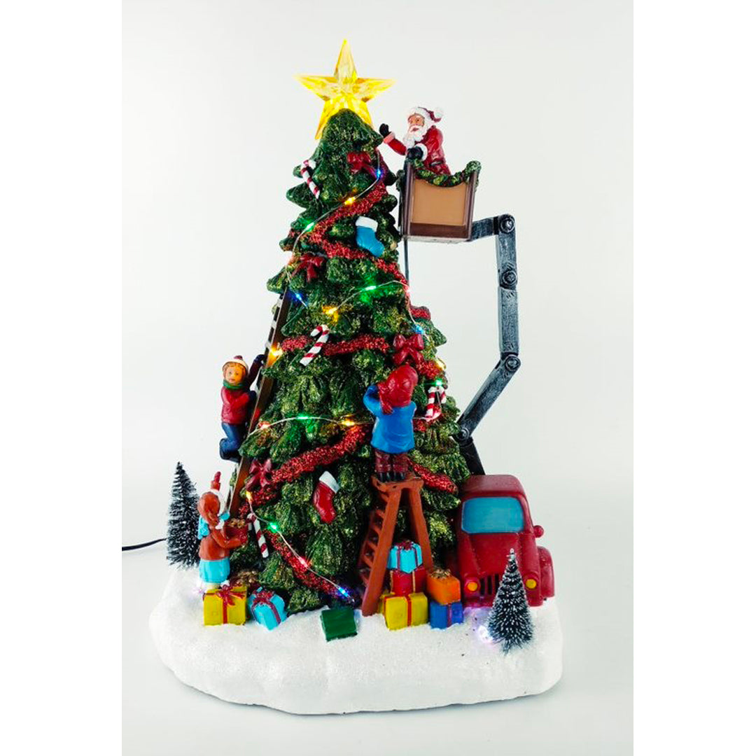 Babbo Natale che Addobba l'Albero - Miniatura con Babbo Natale