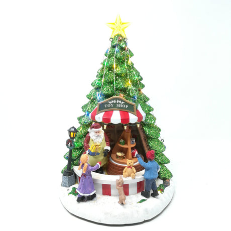 Albero Negozio di Giocattoli di Babbo Natale a Batteria Paesaggi e Scene Natalizie Garden Team