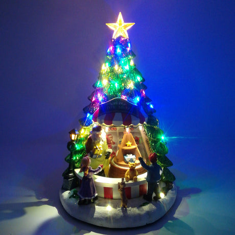 Albero Negozio di Giocattoli di Babbo Natale a Batteria Paesaggi e Scene Natalizie Garden Team