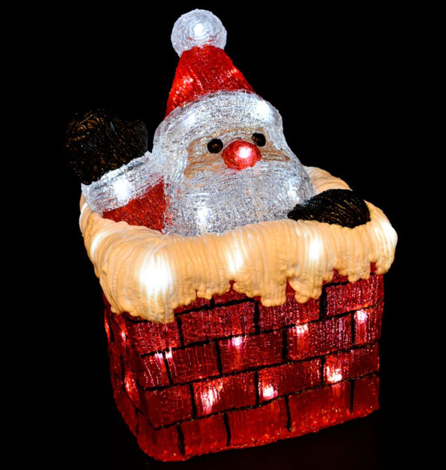 Babbo Natale che esce dal camino h35CM Renne Luminose BIA Home & Garden