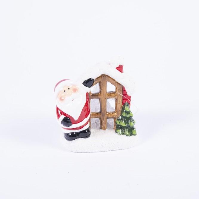 Babbo Natale con Albero LED H10,7CM Decorazioni Luminose Garden Team