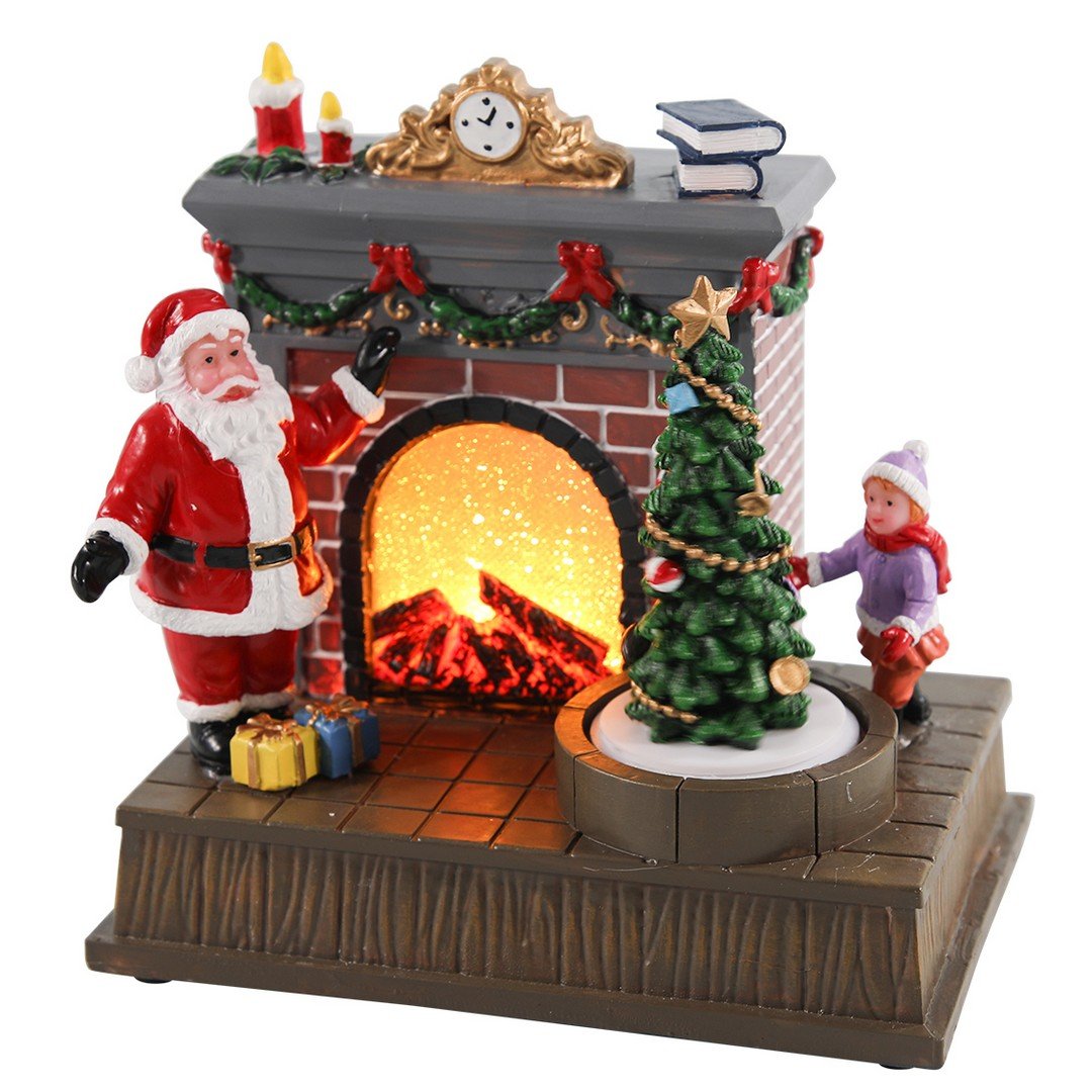 Babbo Natale con Camino LED Paesaggi e Scene Natalizie Garden Team