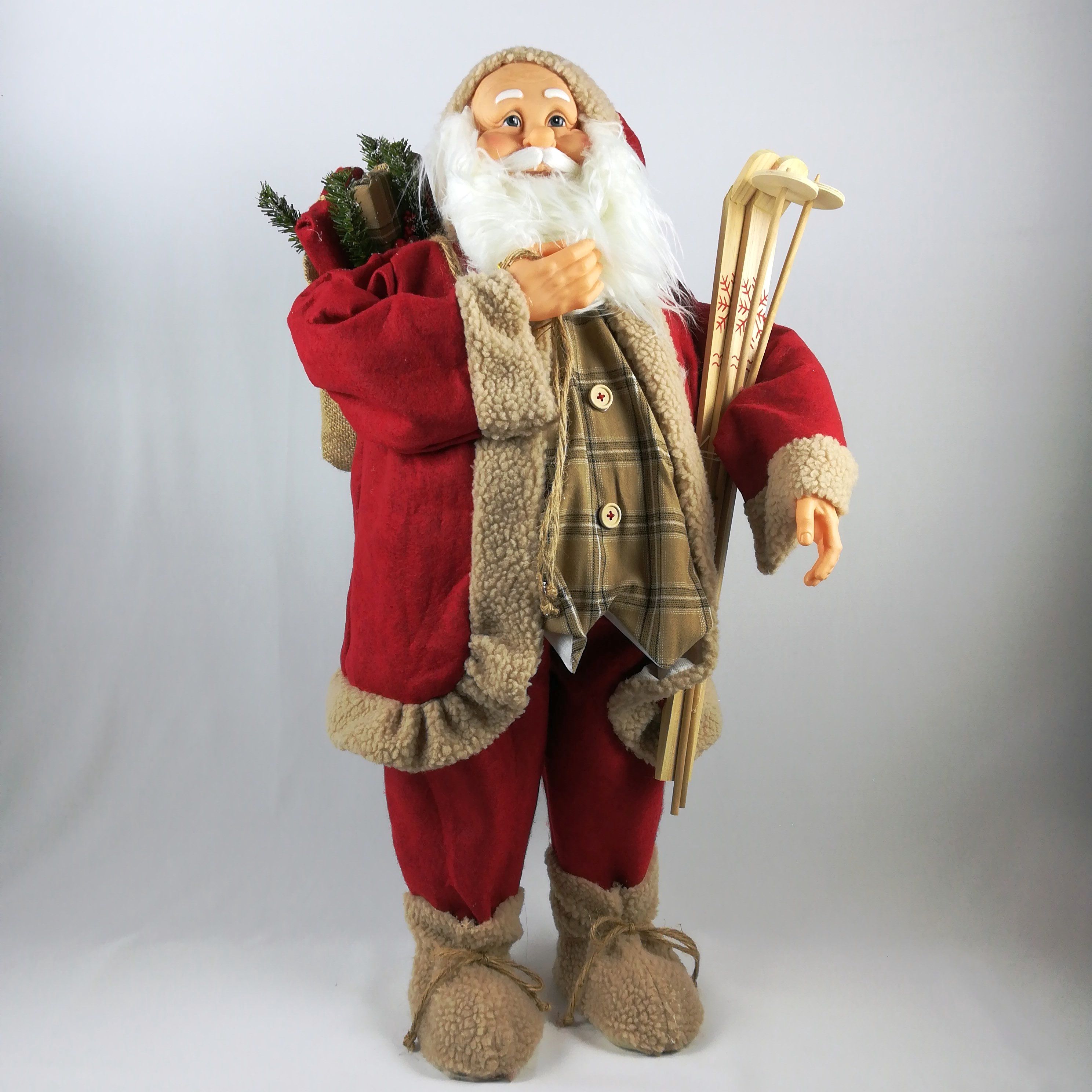 Babbo Natale con Sci e sacco doni 85 cm Decorazioni Appoggio Garden Team