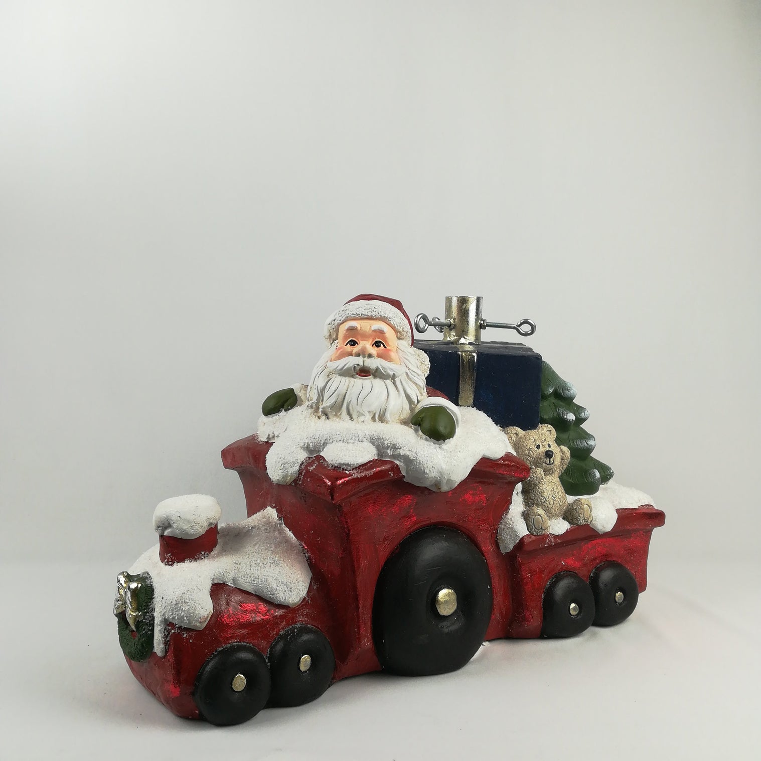 Base Decorata per Albero di Natale Babbo Natale su Trenino Alberi Classici Garden Team